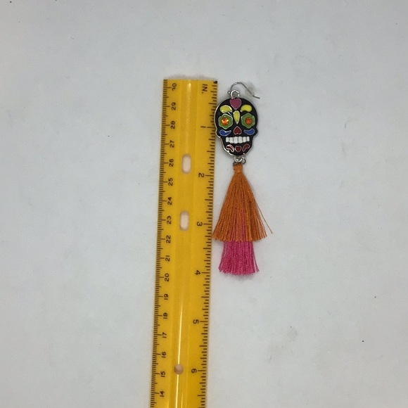 Sugar Skull Tassel Drop Earrings - Picture 4 of 4